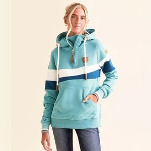 Wanakome Alpine Blue Mix Colorblock Hoodie-Size XS